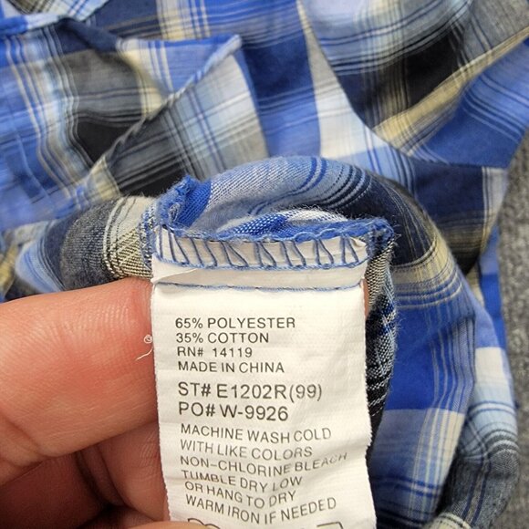 Plains Western Wear Shirt Mens Small‎ Blue Plaid Button Up Pearl Snap Cowboy - Picture 8 of 8